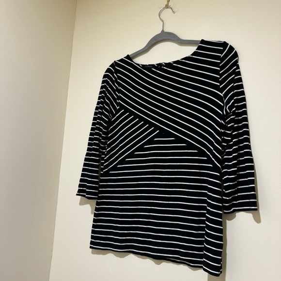 Women’s Talbots Brand Causal Black and White Striped  Long Sleeve Shirt Size M - Picture 2 of 14